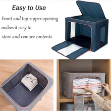 Foldable Steel Frame Clothes Storage Organizer Bag 60x43x32cm (Mix Color)