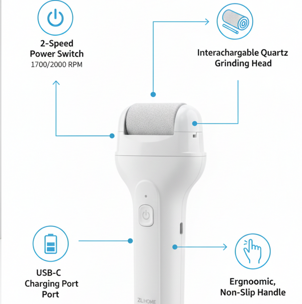Portable Electric Foot File – Rechargeable Callus Remover & Pedicure Tool Smooth Feet