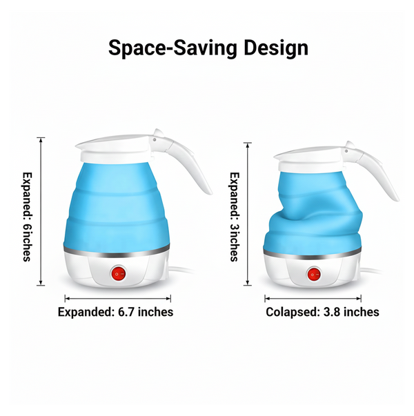Silicone Foldable Collapsible Electric Water Kettle Camping Boiler